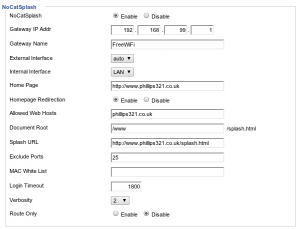 NoCatSplash Settings